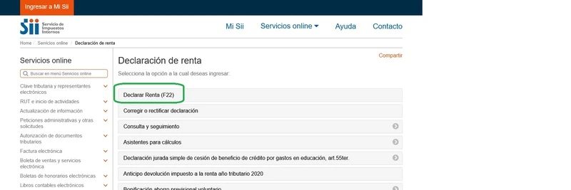 declaración de impuesto a la renta